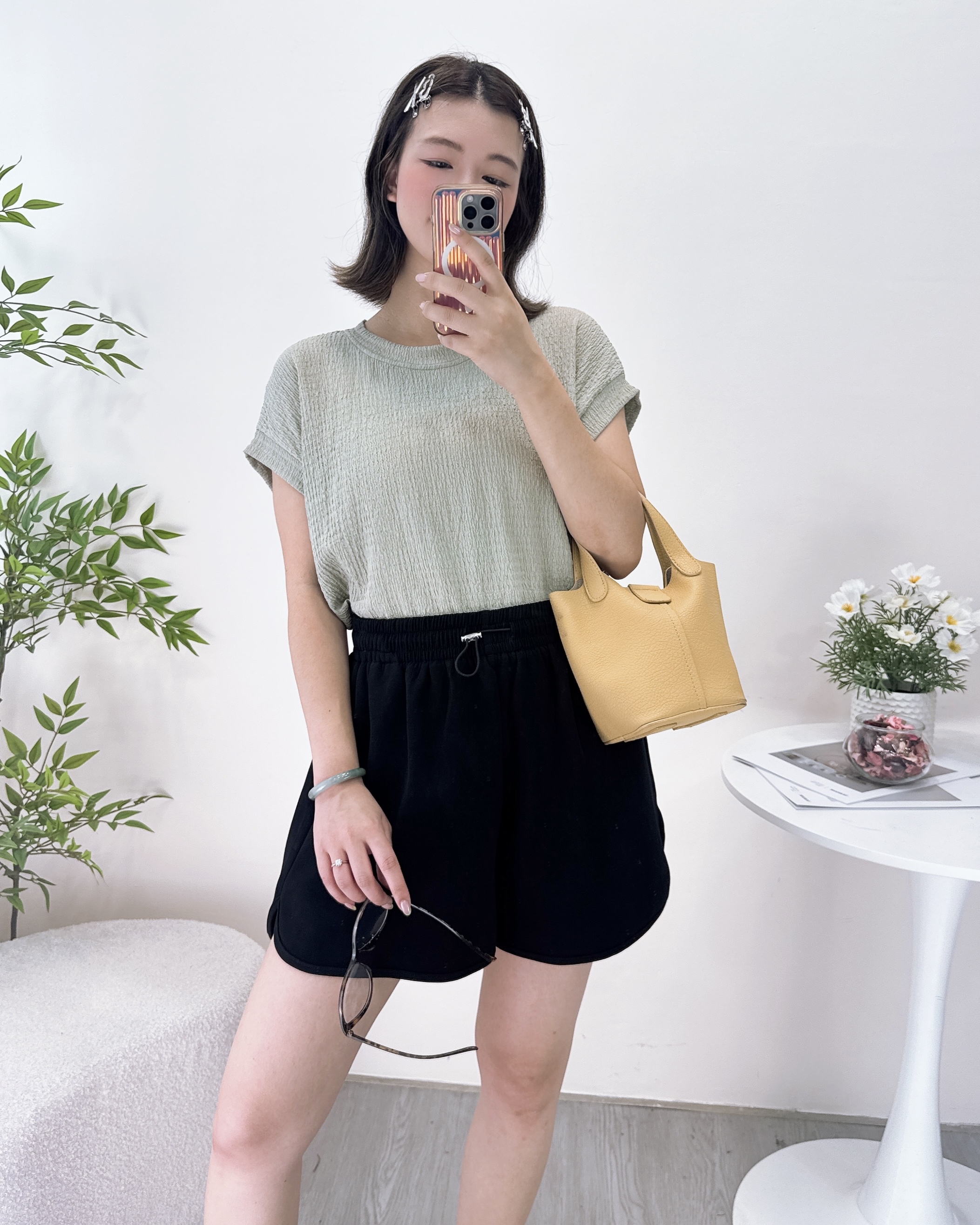 長青通爽淨色皺紋料上衣 4色