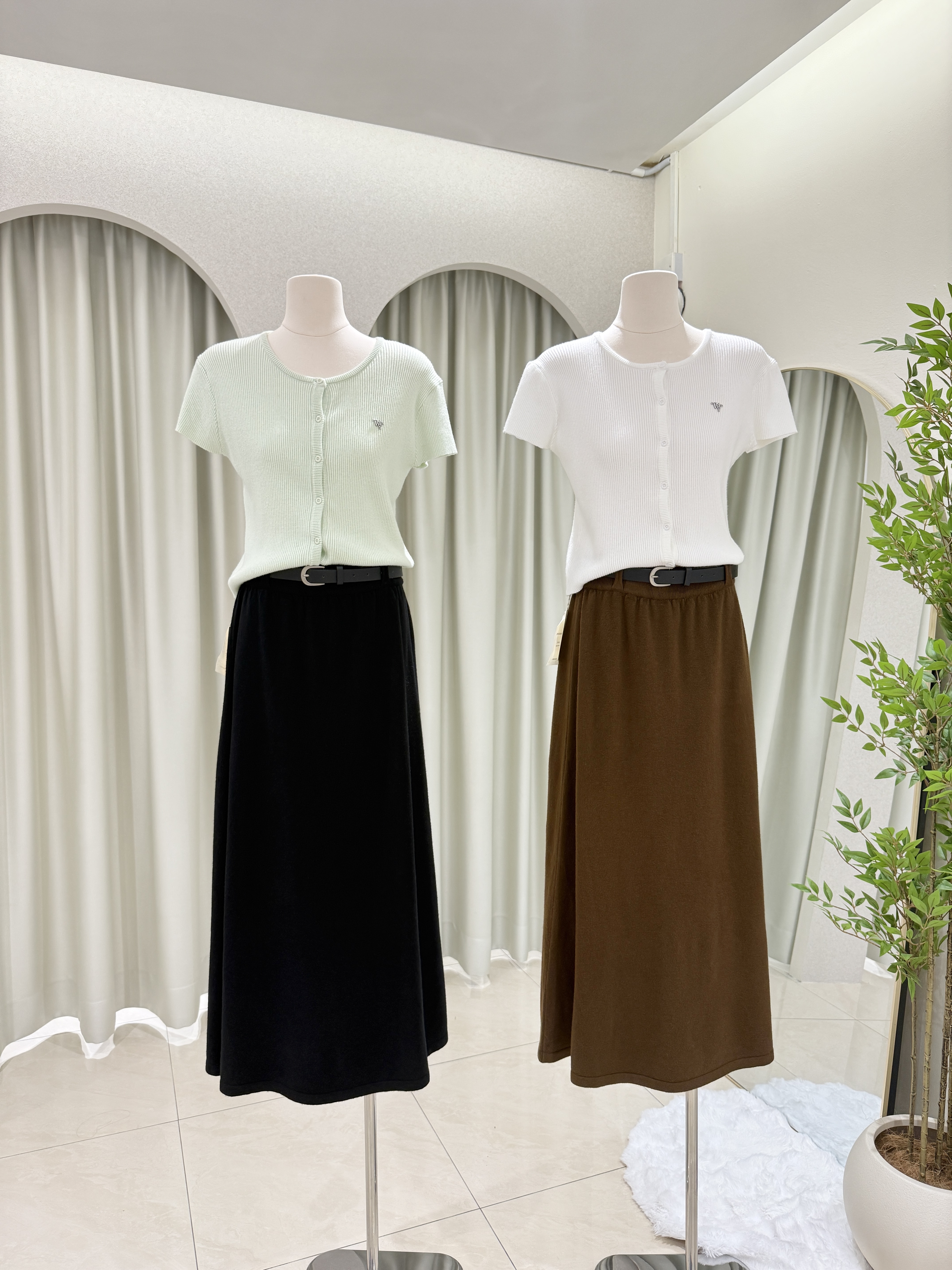 6327 爆款百搭针织长裙(送腰带)