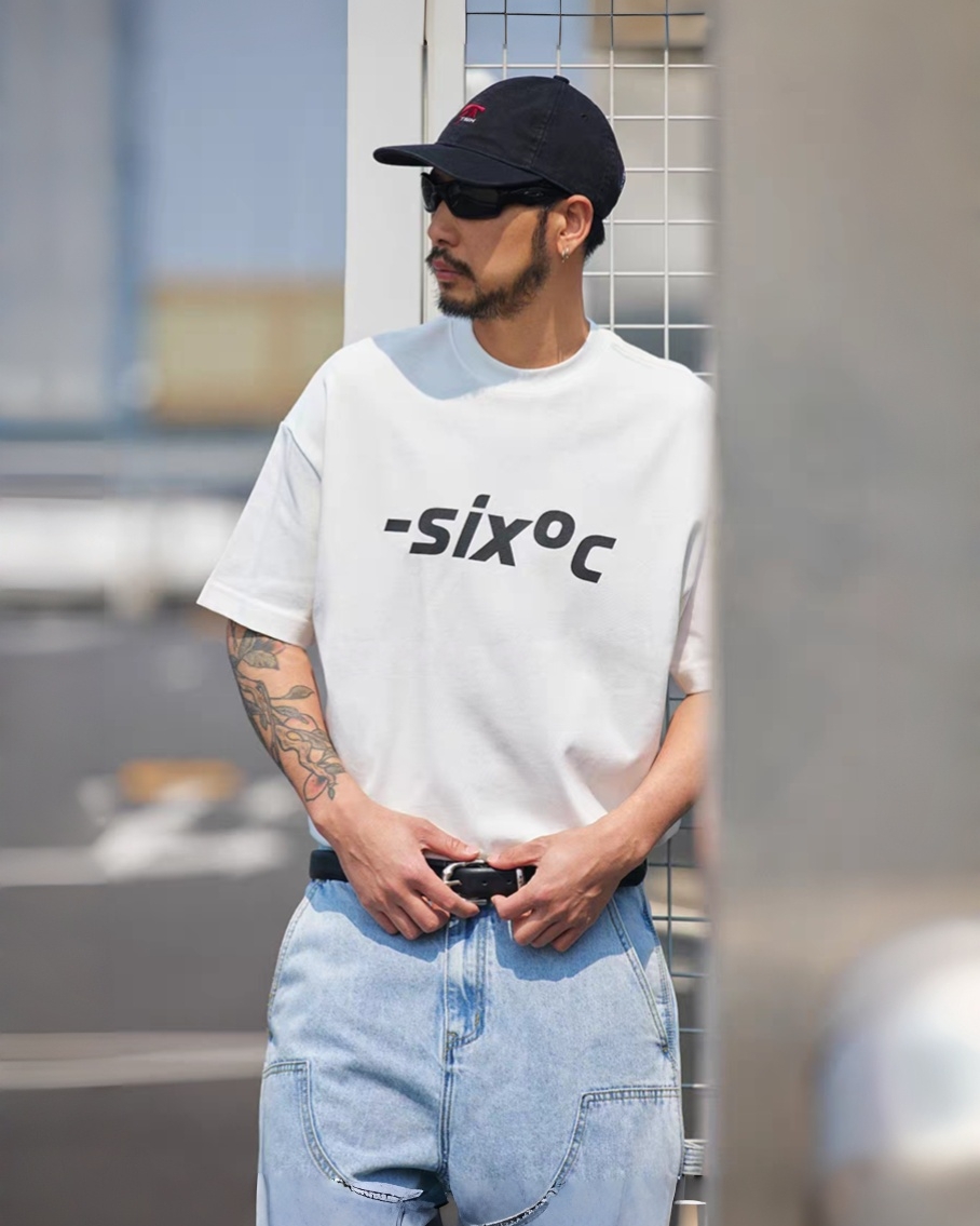 M1326 重磅洗水簡約英文印花Tee