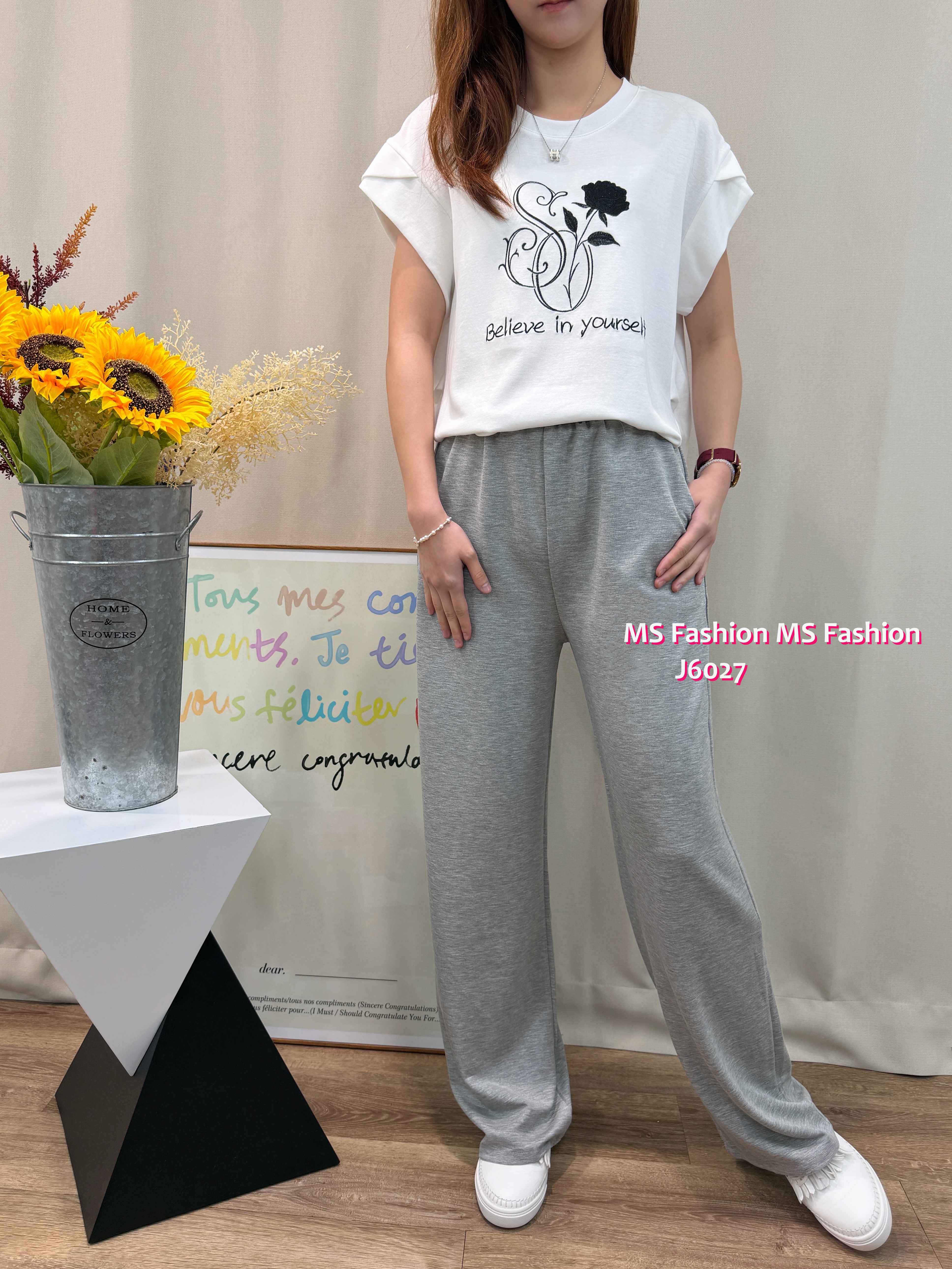 J6027 韓國🇰🇷百搭易襯闊筒褲