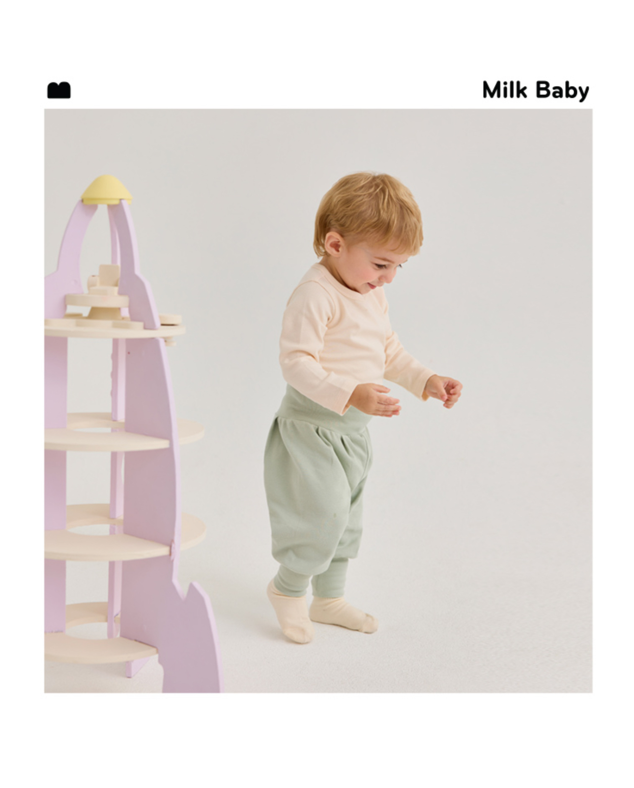 🌸預訂 韓國直送🌸🇰🇷Milk Baby兩色小熊標籤長袖包腹家居服上下套裝