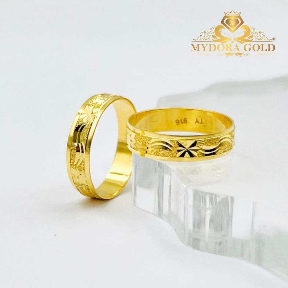 MYDORA Cincin Belah Rotan Pahat Pasir l EMAS 916/22K