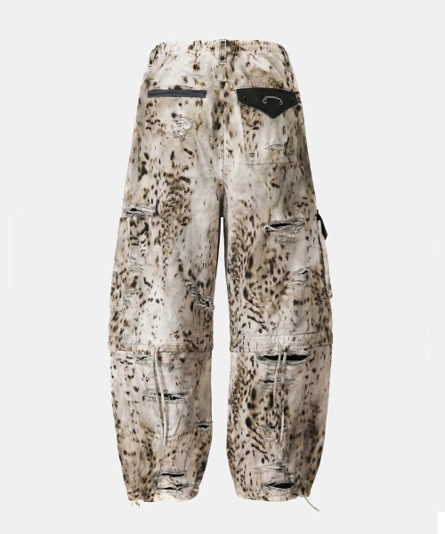 Distressed Convertible Cargo Pants - Oil Leopard - 디스트레스드 컨버터블 카고 팬츠 - 오일레오파드