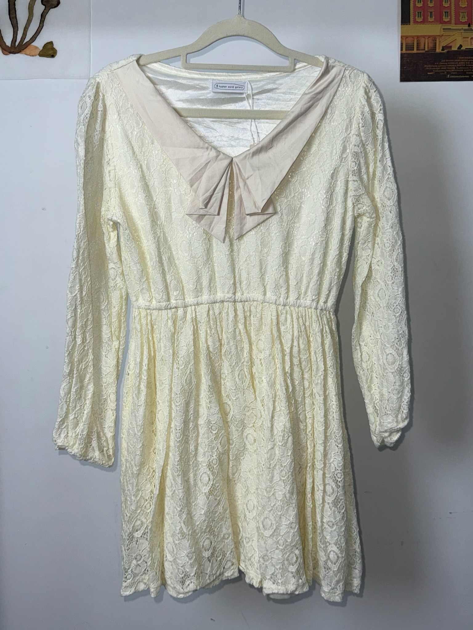 Elegant Ivory Sailor-Collar Lace Dress