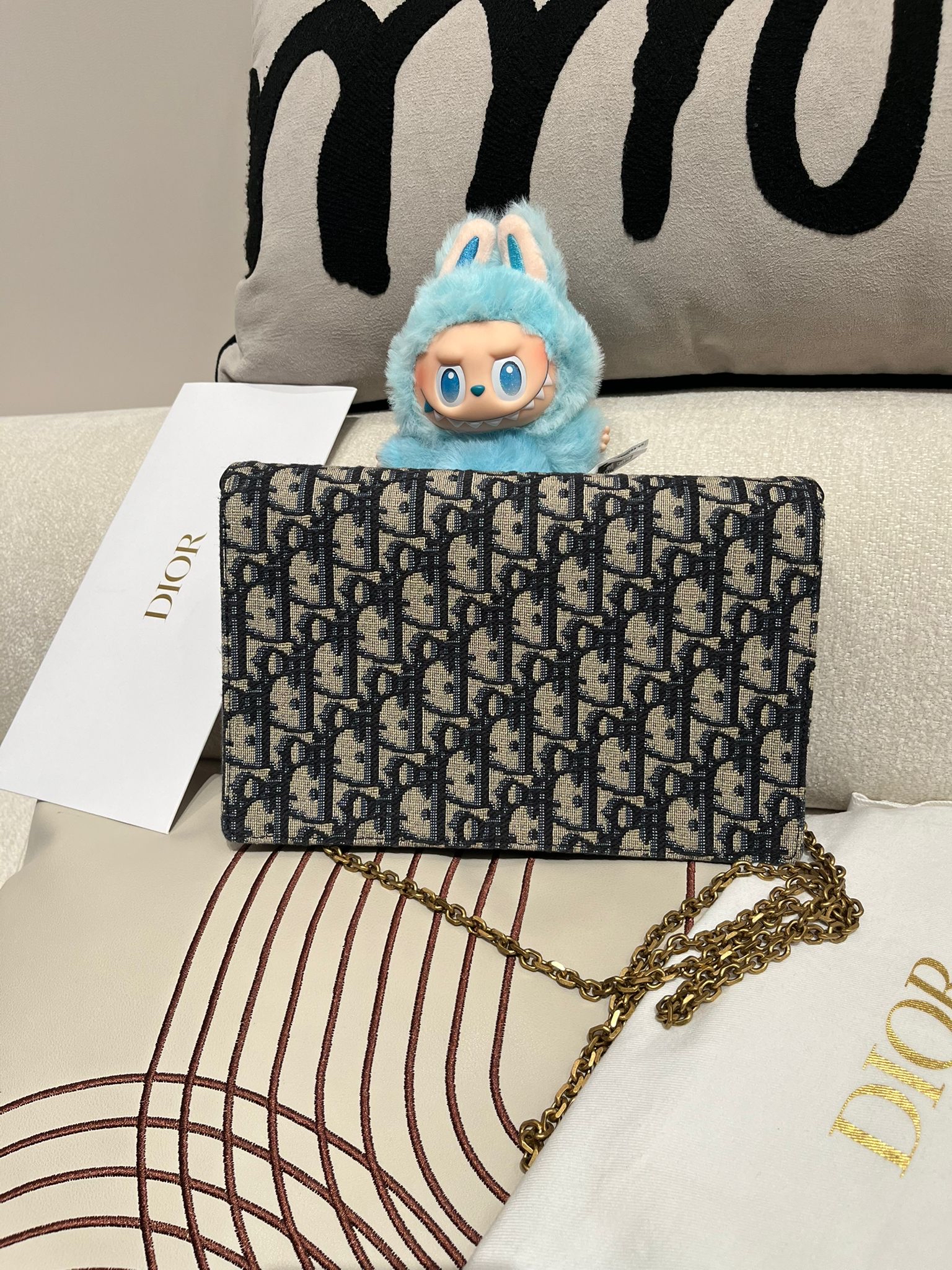 Dior medium Saddle pouch with chain woc 100%Authentic ,99%new ✅收據✅dust bag