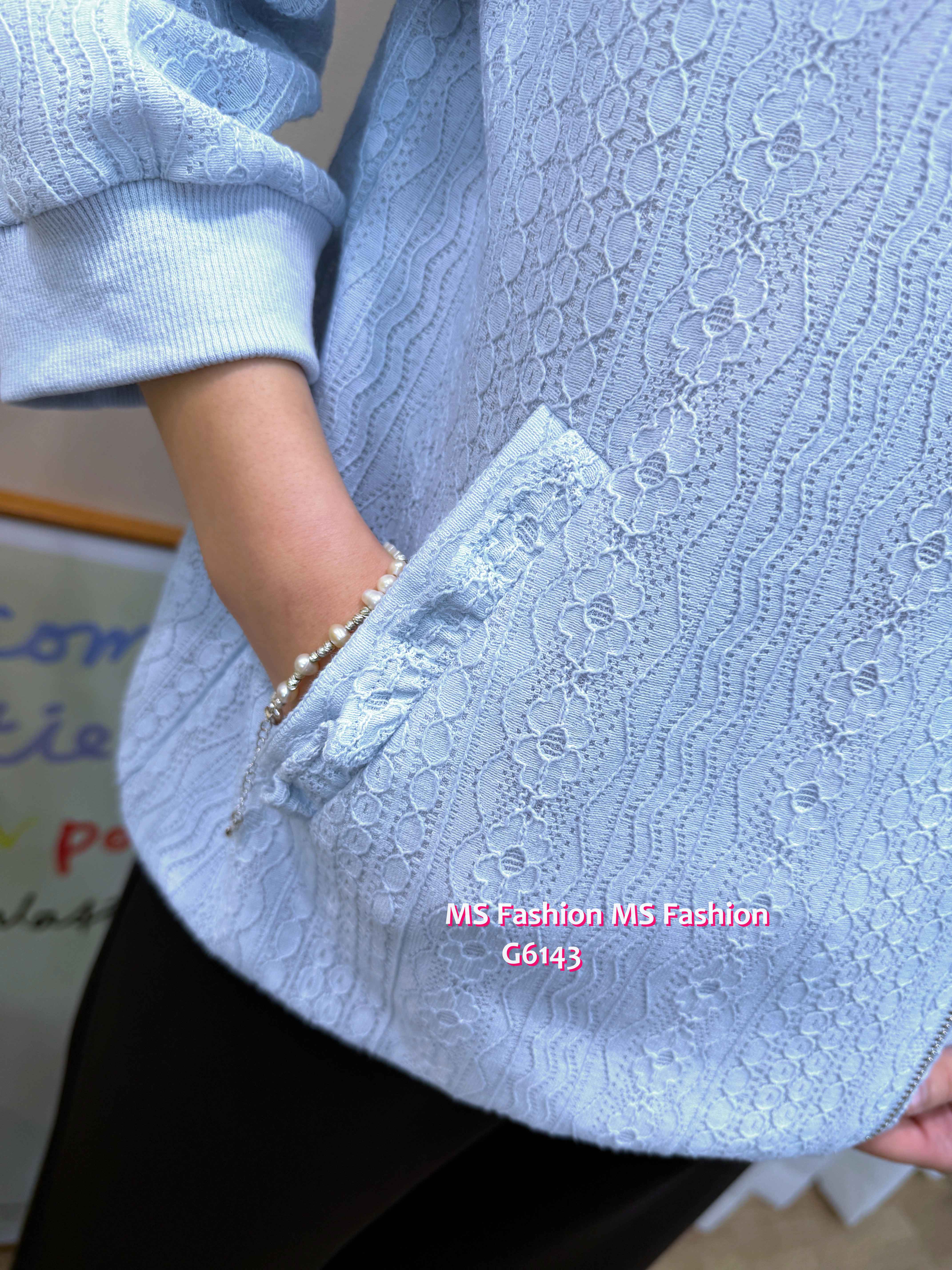 G6142 韓國🇰🇷lace中袖拉鏈外套