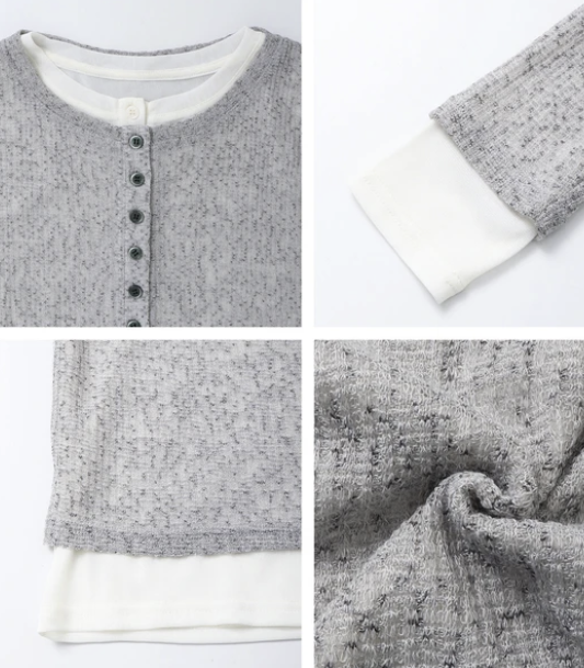 輕盈彈性網紗亨利領上衣 - 2026 流行穿搭  長䄂上衣 春夏時尚穿搭 獨特設計 成人休閒 日常穿搭 易於配搭 日本直送   #JP-I-260033