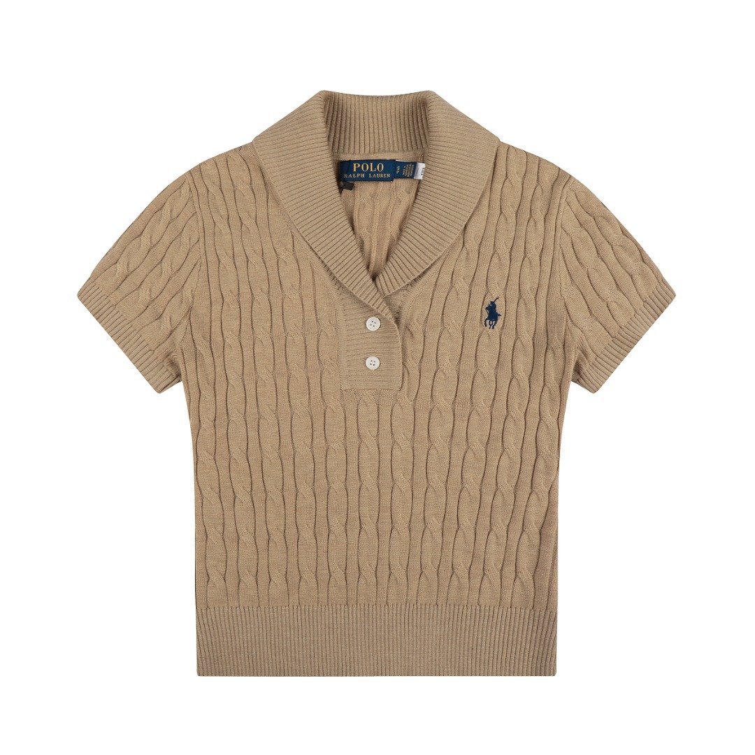 預訂 RL Polo 小馬刺繡麻花針織短袖棉衫 