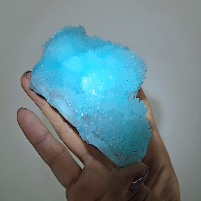 Blue aragonite needle cluster with bubble formations - AR44
