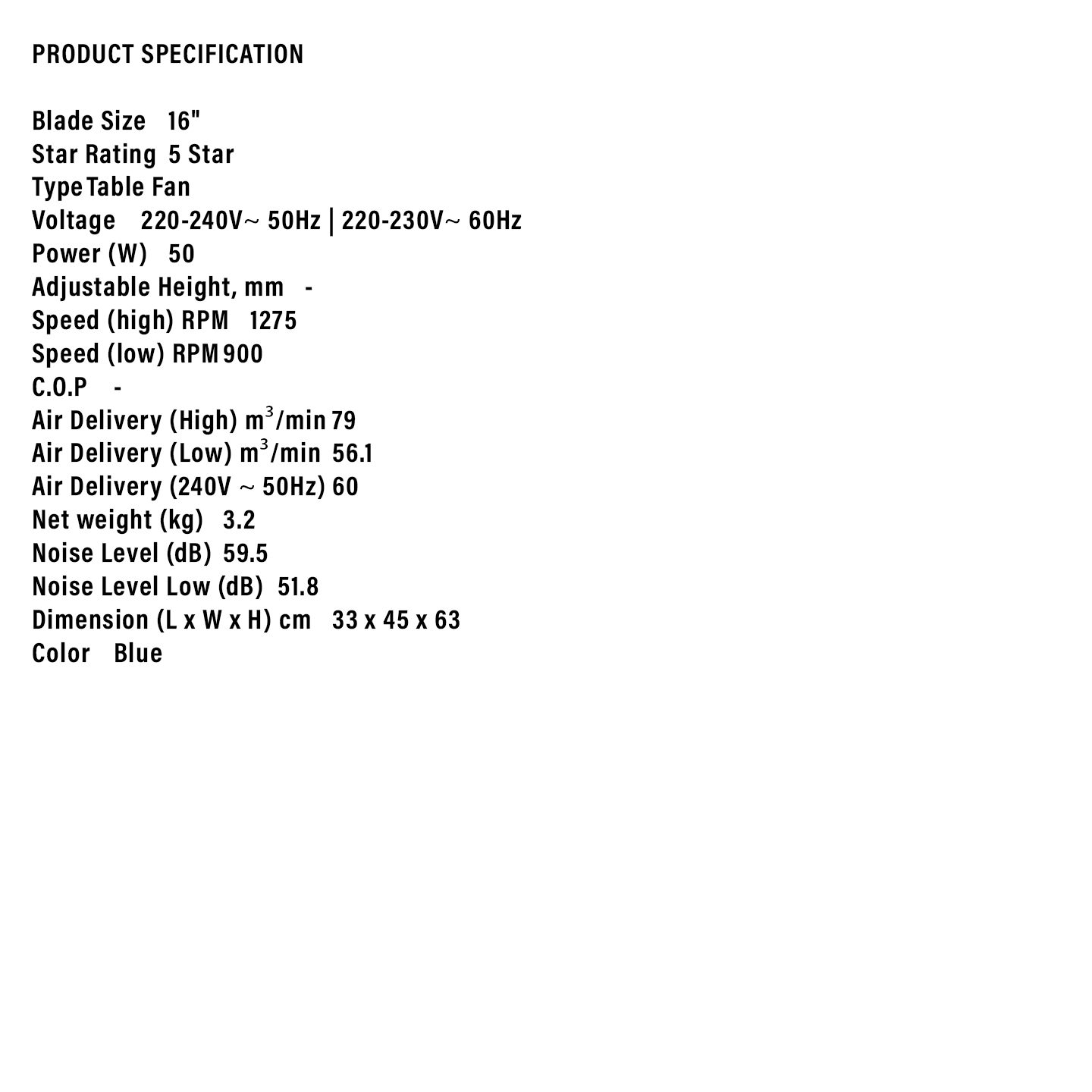 Sharp 16" Stand Fan Blue (PJT169BL)