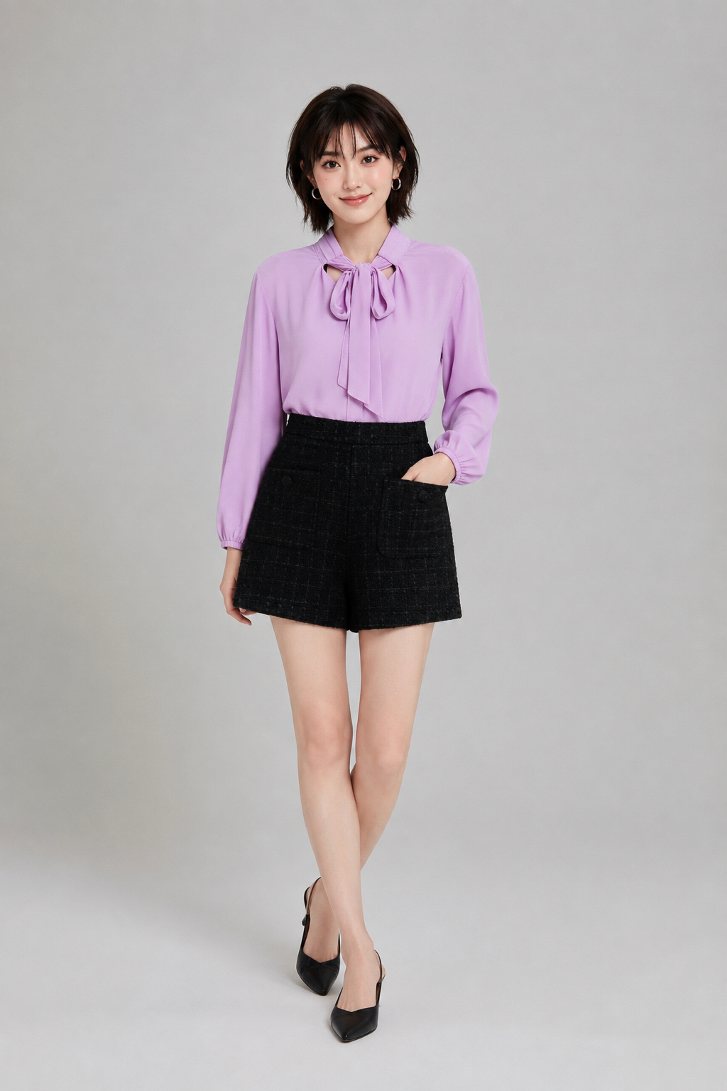 2219 Textured High-Waist Tailored Shorts