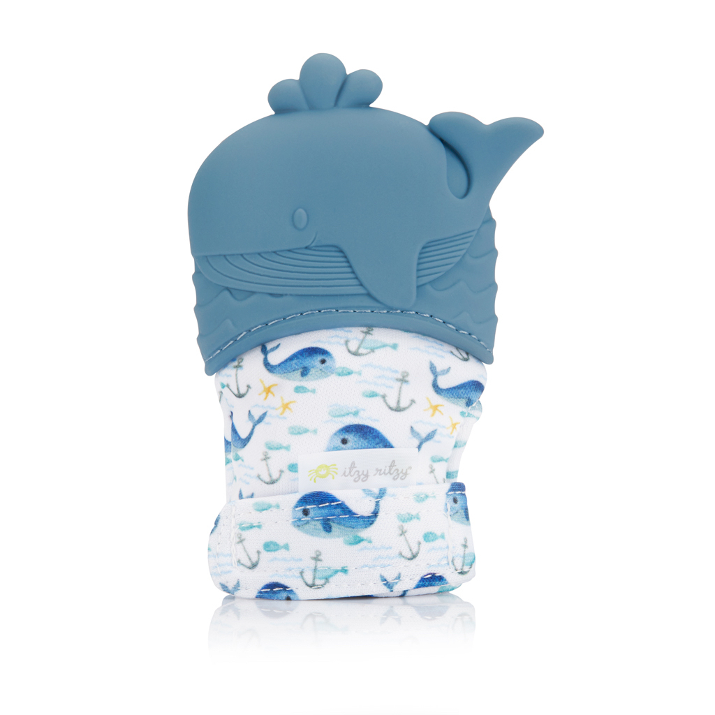 Teething Mitten - Blue Whales