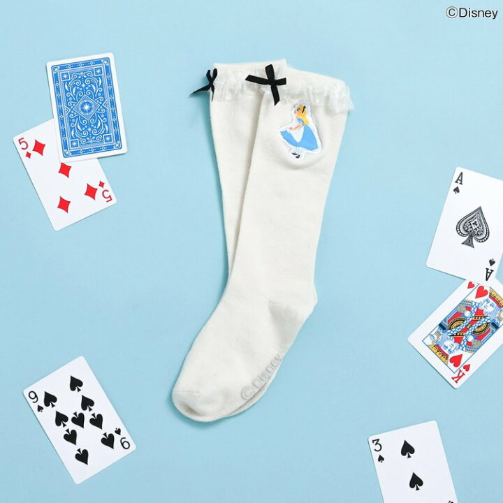 🇯🇵預訂 日本直送🇯🇵Apres les cours x 愛麗絲系列人物貼花絲帶荷葉邊長襪