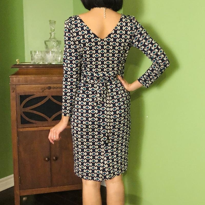 (Last M)1970s Style Miss Suzie Geometric Half-Wrap Jersey Dress(FM165)