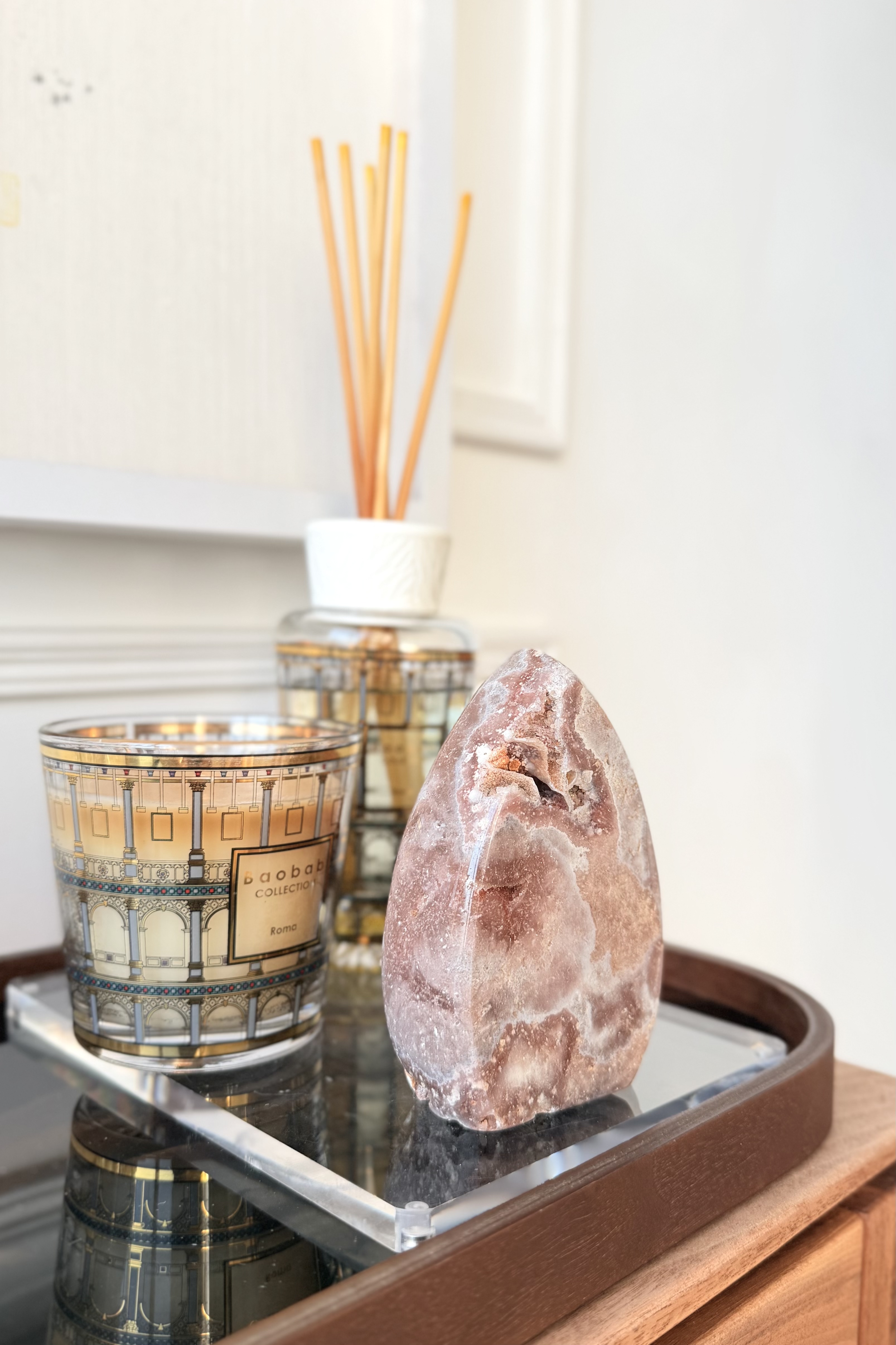 ༒ 11.7cm粉紅紫水晶 晶牙火焰形原石柱擺件༒ PA.7075CA8G5TS-RA28*5NM