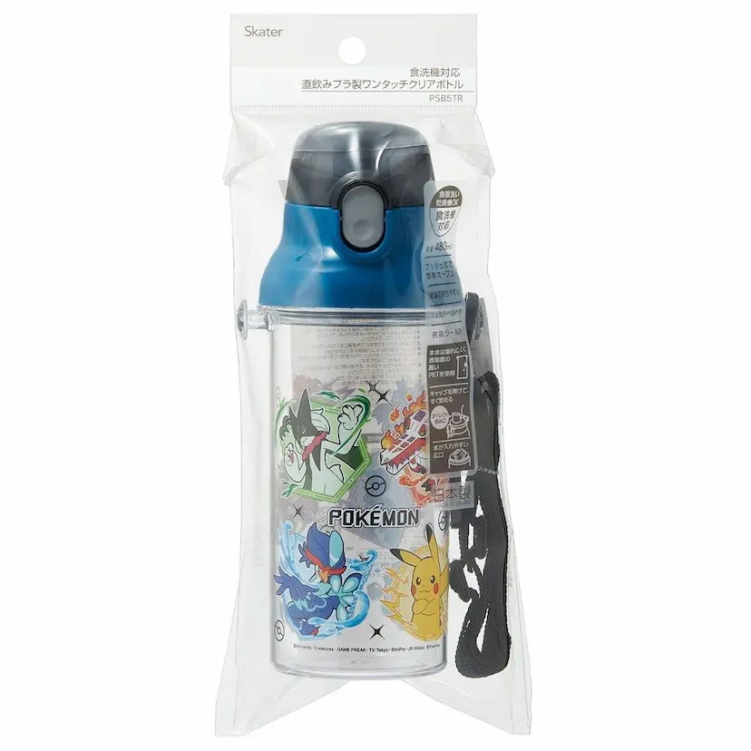 現貨🌸日本直送 |Skater Pokemon 比卡超/寵物小精靈兒童透明塑膠直飲便攜式背帶水樽/水壺 [480ml]