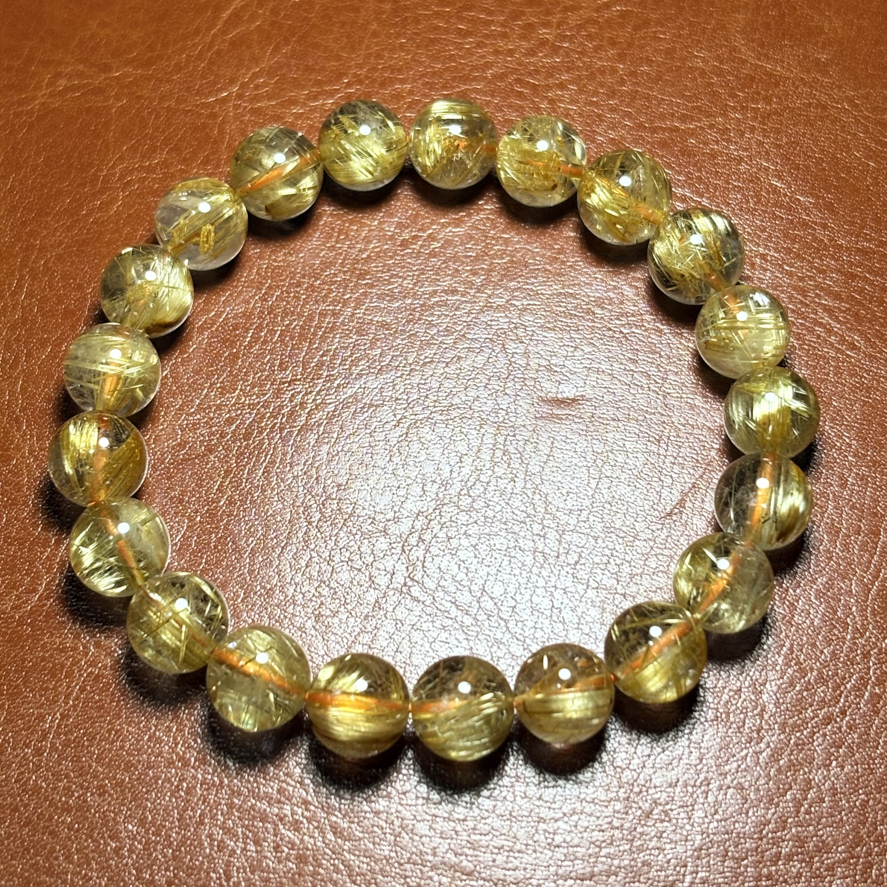 9mm5A+金鈦晶髮晶手串No.A6105