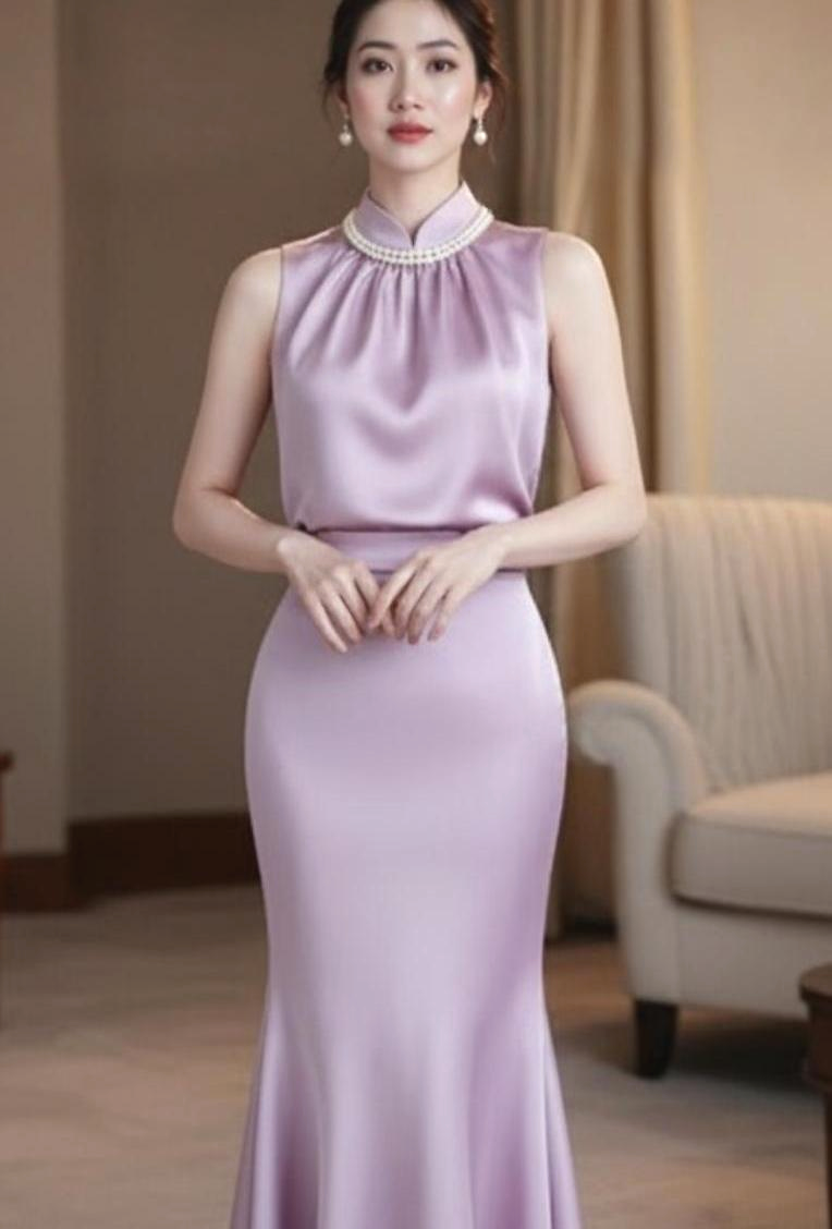 Satin Glow Pearl Blouse