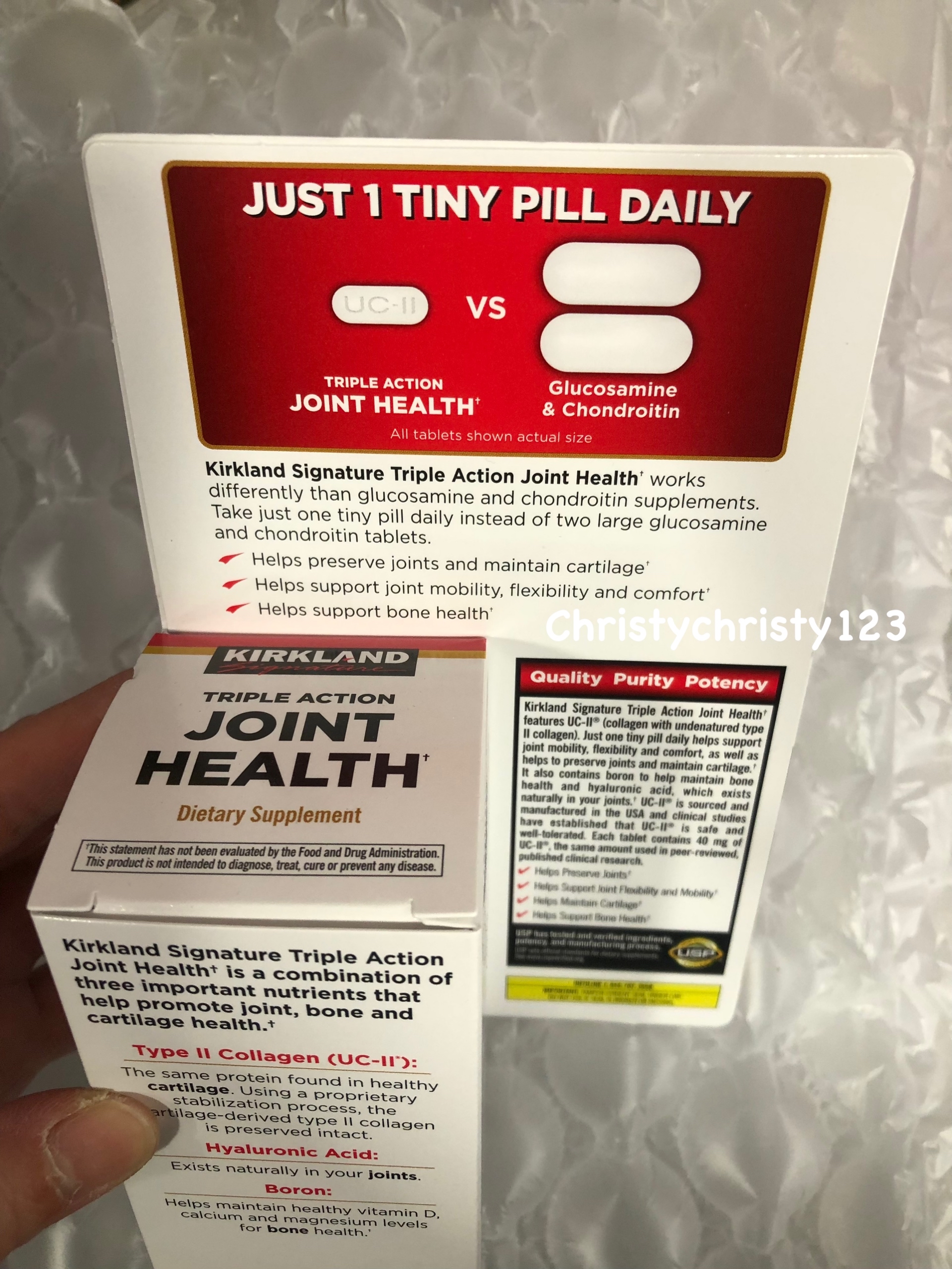 （新包裝 110粒) ~Kirkland 三倍關節配方- UC-II膠原蛋白+透明質酸 (Kirkland Triple Action Joint Health) 