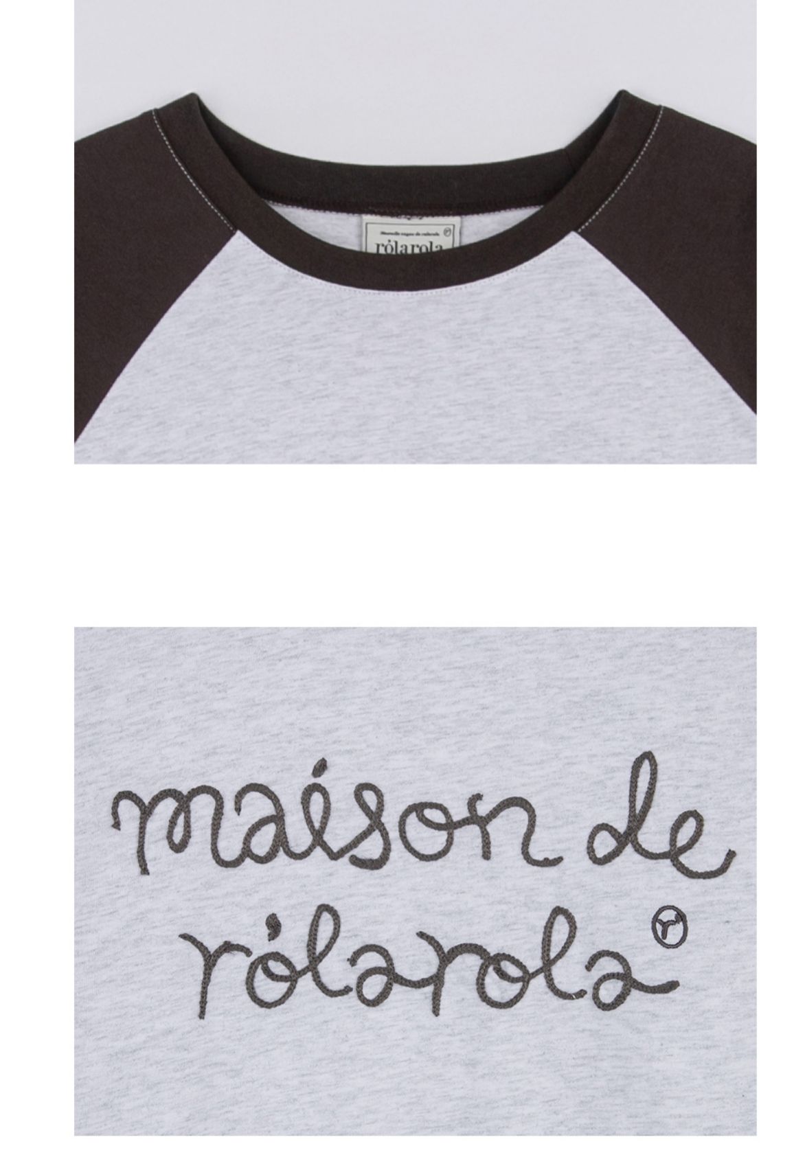 🎀Rolarola 🎀 MAISON DE ROLA RAGLAN 長袖tee 張元英同款 原價53000won 獨家折扣優惠 Black &white charcoal&grey Free size 28/3截單 張元英同款