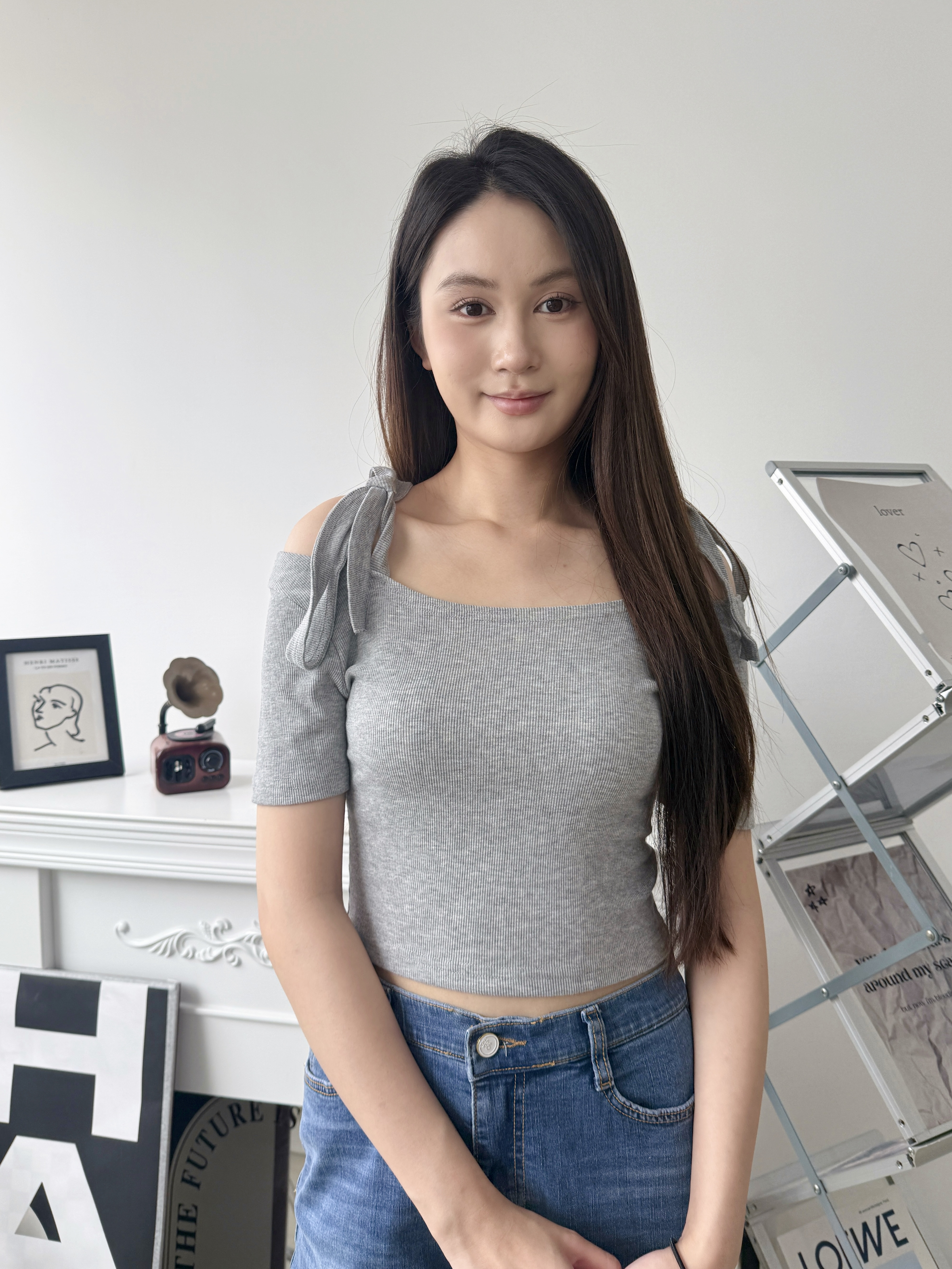 🇰🇷一字領綁帶Top (藕粉色)
