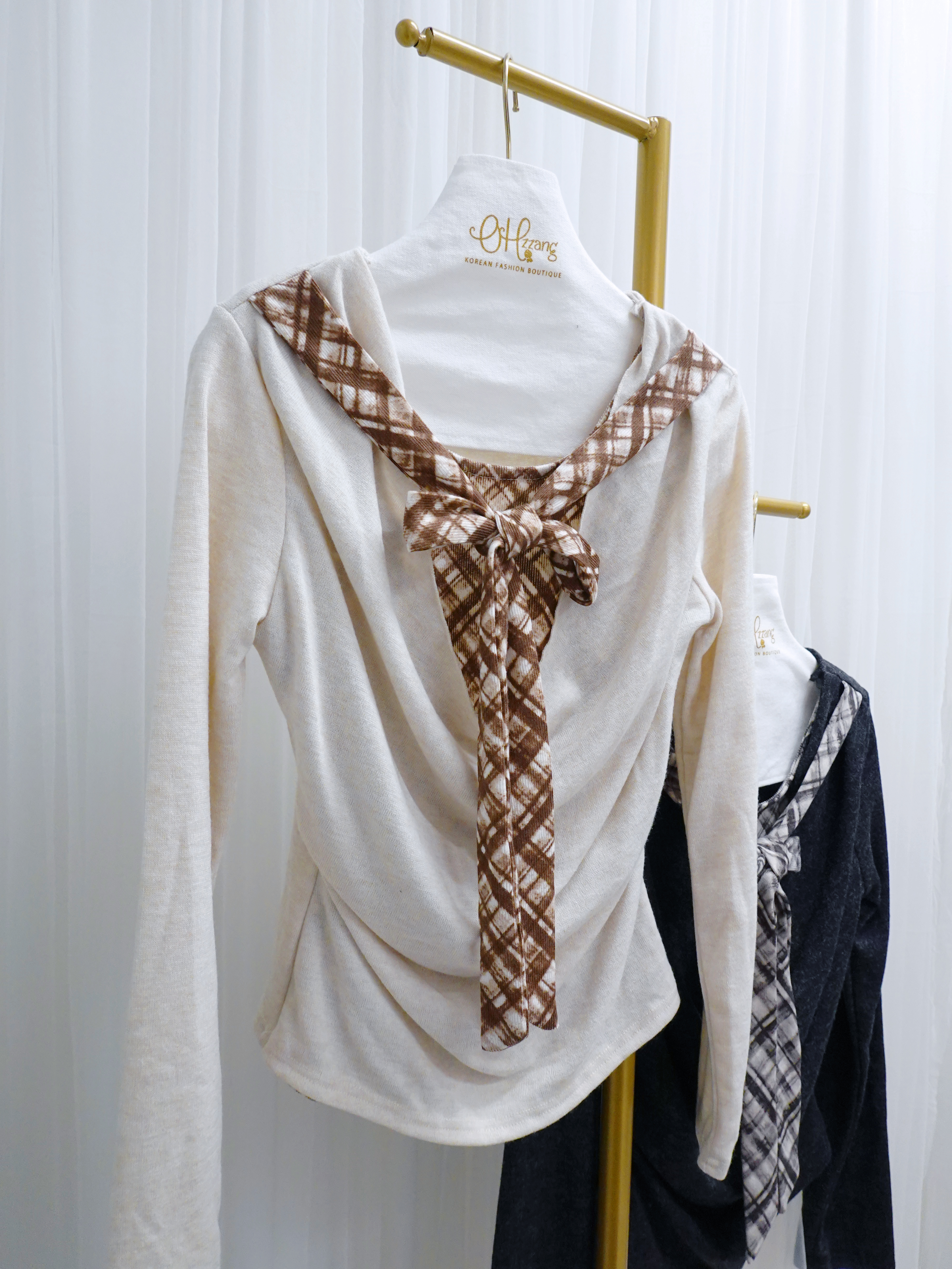 TOP04_09  不規則隨性拼格仔TOP (2色)