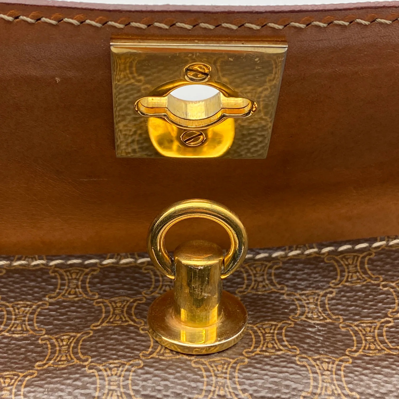 Celine Brown Macadam Pattern Vintage Shoulder Bag