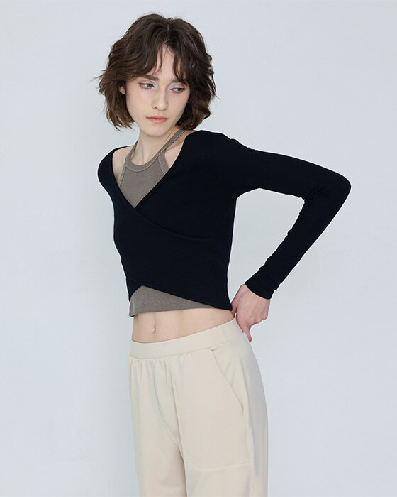 【Two-way wear】預購_DEVI-T0041 Curve Wrap Crop Top by Devi wear