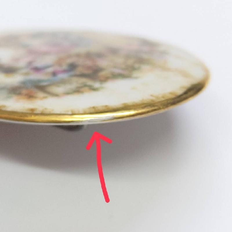 Vintage Romantic Scenic Landscape Picture on Porcelain Brooch (MT1375)