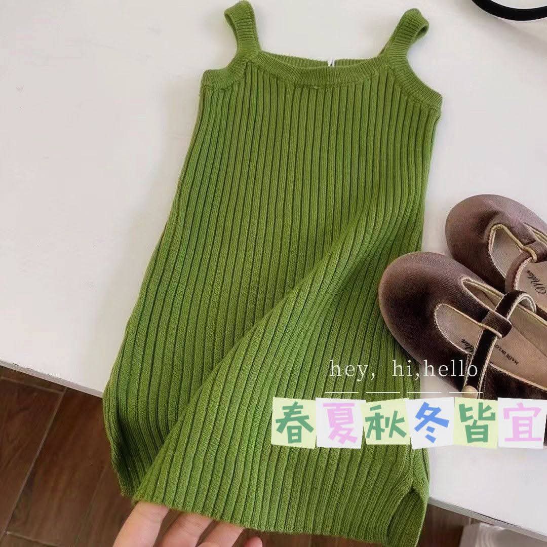 A28  女童ins风针织紧身吊带包臀裙