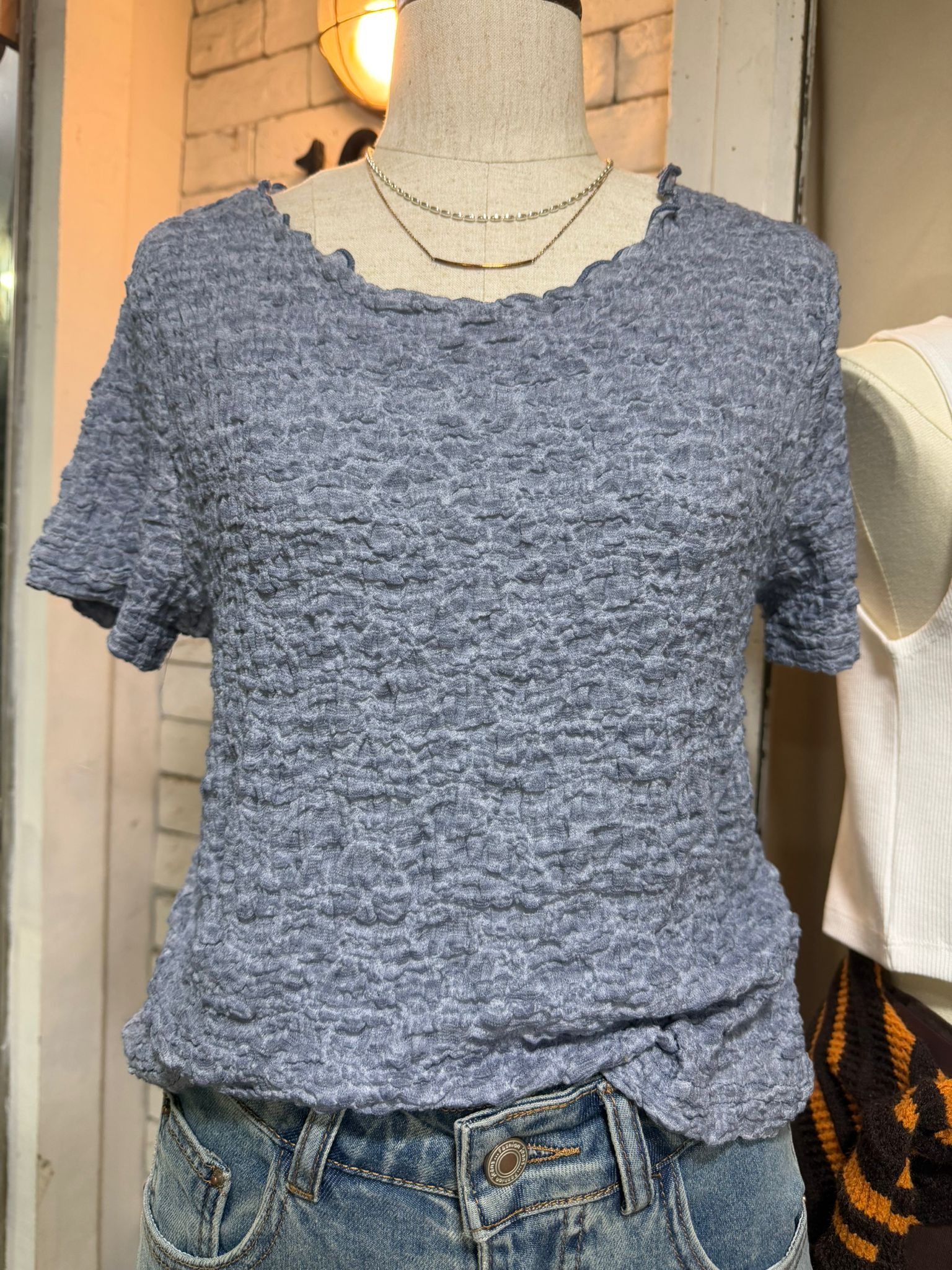 獨特紋理短袖上衣