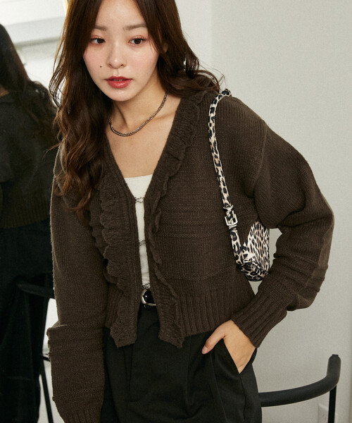 荷葉邊針織短外套