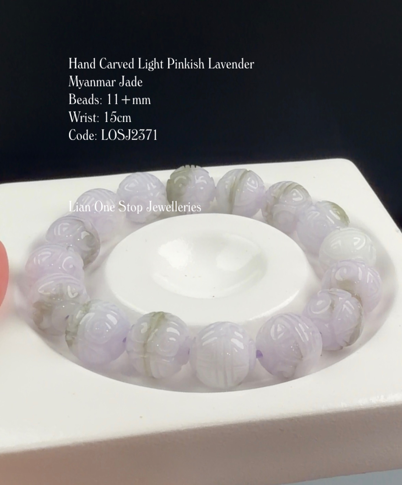 Code: LOSJ2371 Hand Carved Light Pinkish Lavender Myanmar Jade  