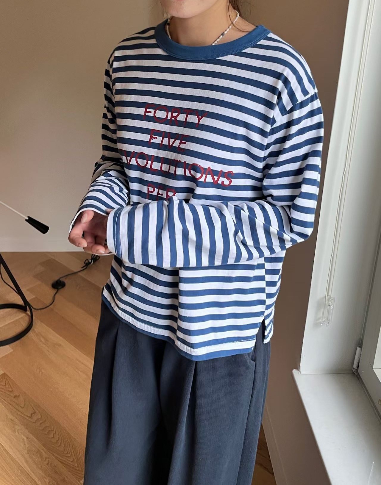 貴場撞色領間Top