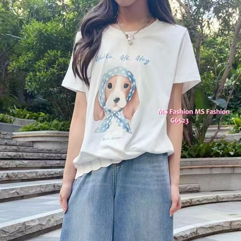 G6523 可愛狗狗通花腳top