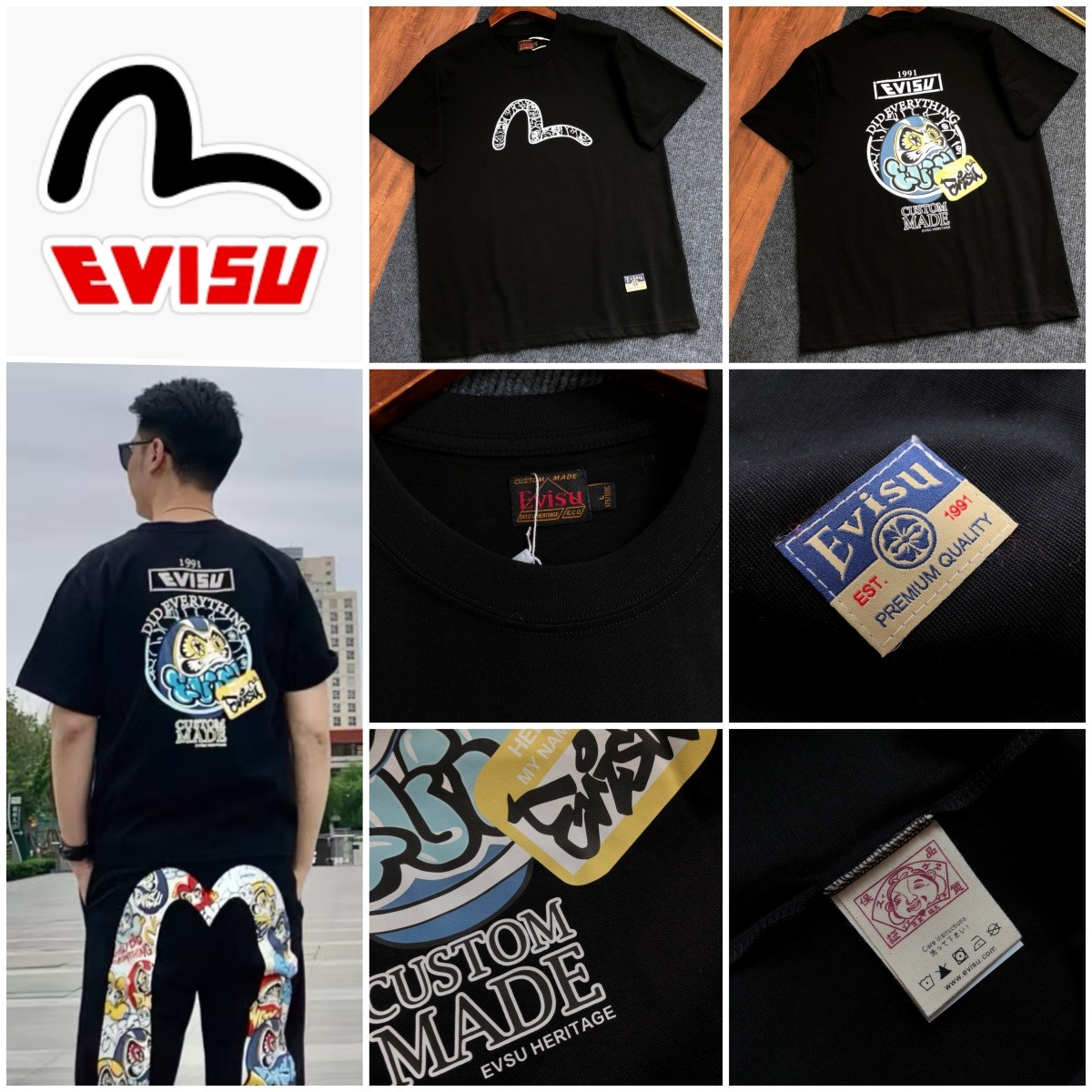 Evisu 達摩塗鴉印花短袖Tee 