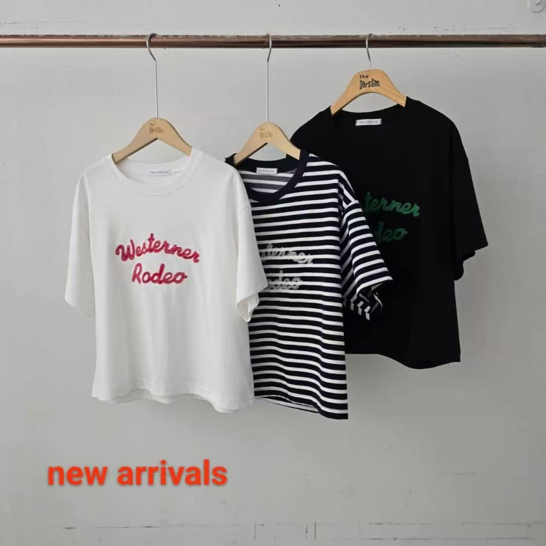 挺身混棉刺繡字Tee