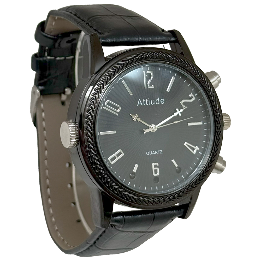 1080P 黑色金屬皮帶手錶造型微型針孔攝影機/影音記錄器 B9 (64G)