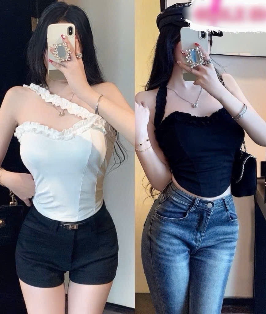 荷葉邊不對稱上衣