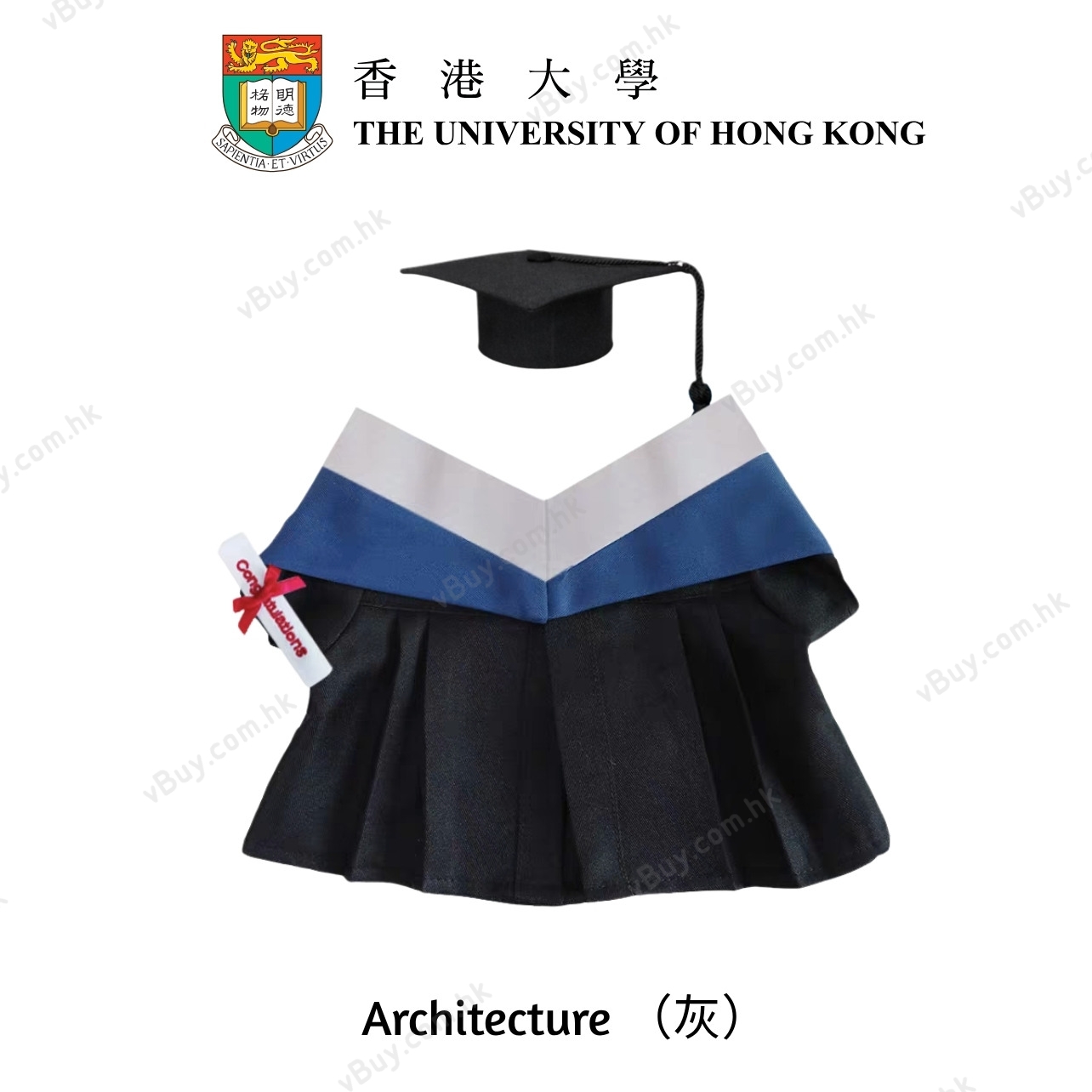 vBuy 訂製香港大學公仔畢業袍  HKU公仔畢業袍 港大公仔畢業袍可綉字綉名獨一無二 （不連公仔）