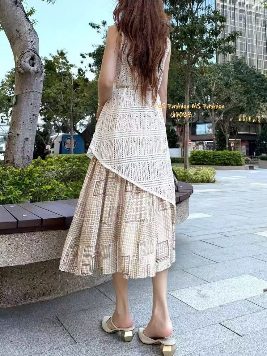 G6083 韓國🇰🇷通花背心連身裙