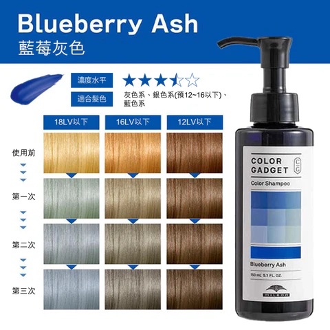 日本MILBON 去黃固色洗髮水 150ML（藍灰色系）
