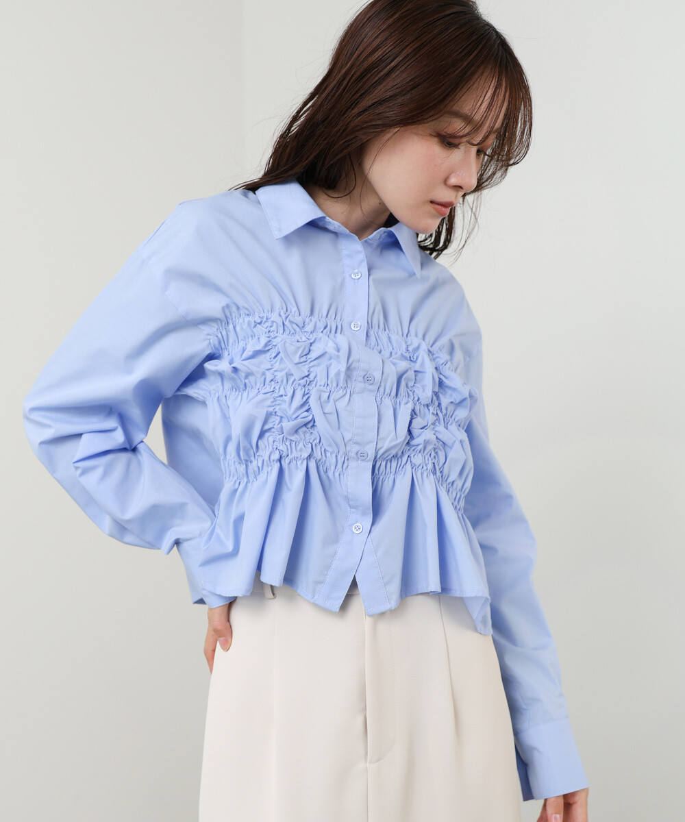 抽褶短版裇衫【JT023】