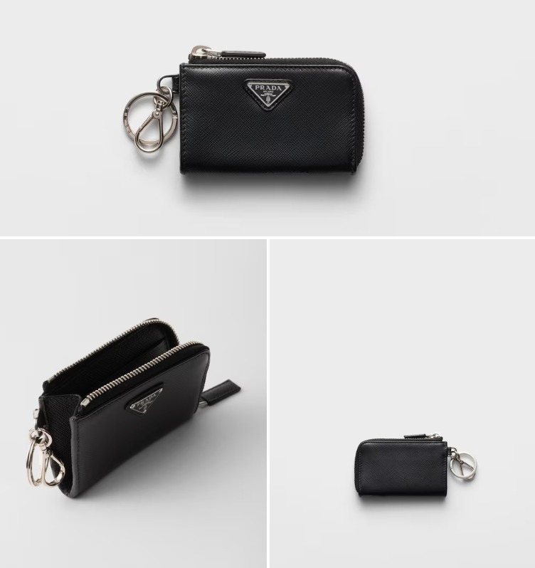 PRADA Saffiano 皮革鑰匙扣掛飾/散紙包 連專櫃禮盒