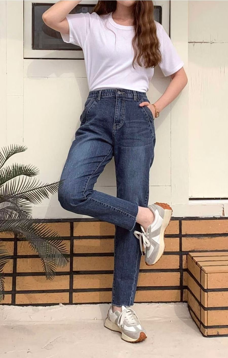 🇰🇷深藍鬆身牛仔褲 (61409) 