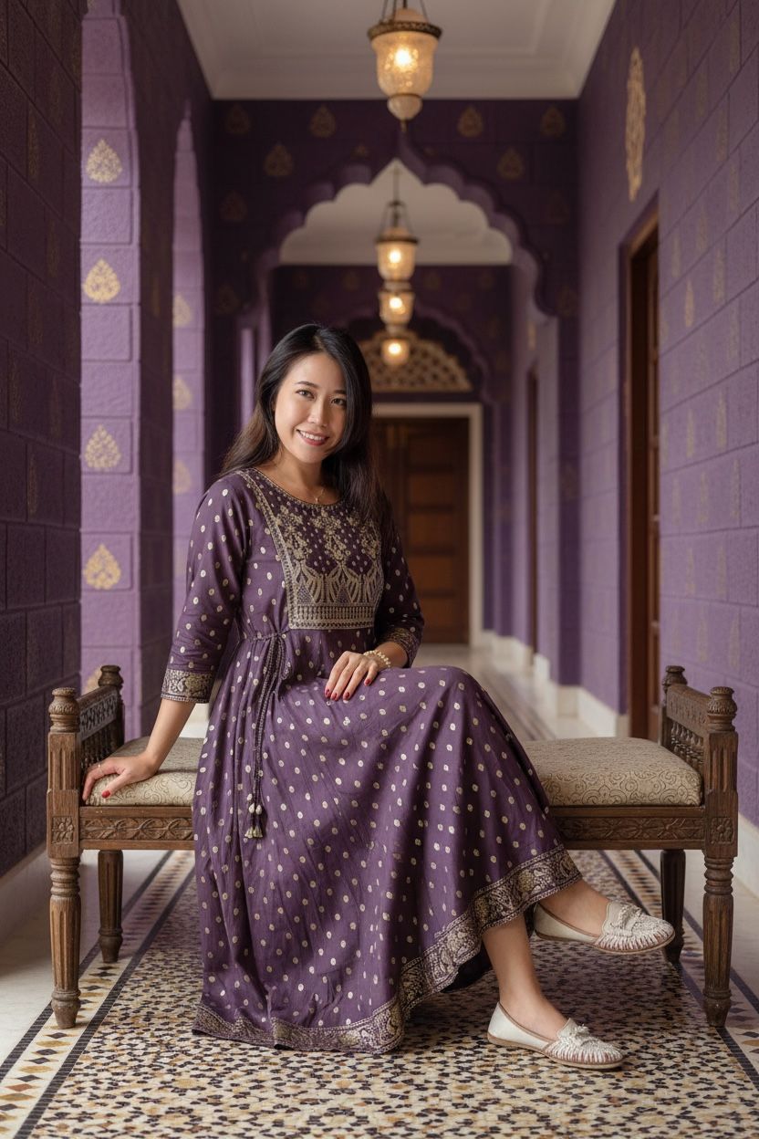 1619 Purple with Gold Emb. 16-cloth 4-Rope OP 49"