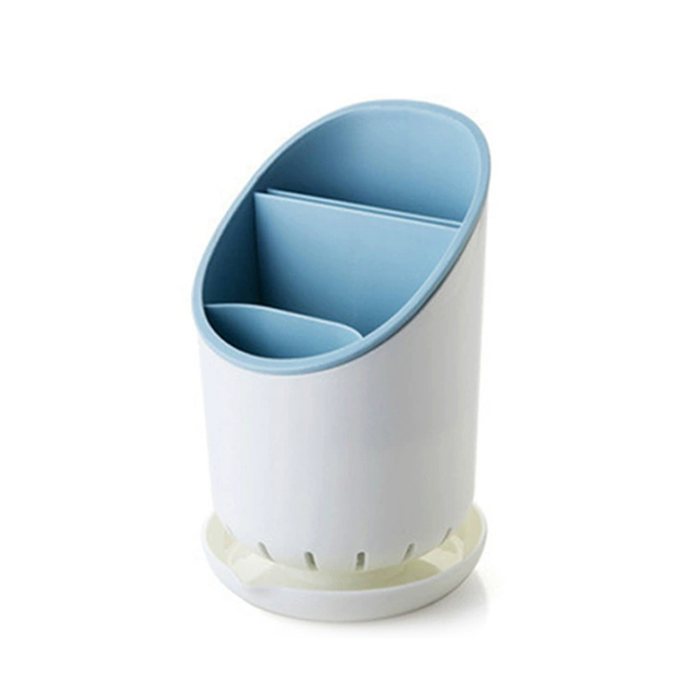 雙層瀝水餐具架 筷子架 餐具收納 勺子 匙羹 筷子籠 收納盒 餐具瀝水 灰色 [平行進口]  HK2700