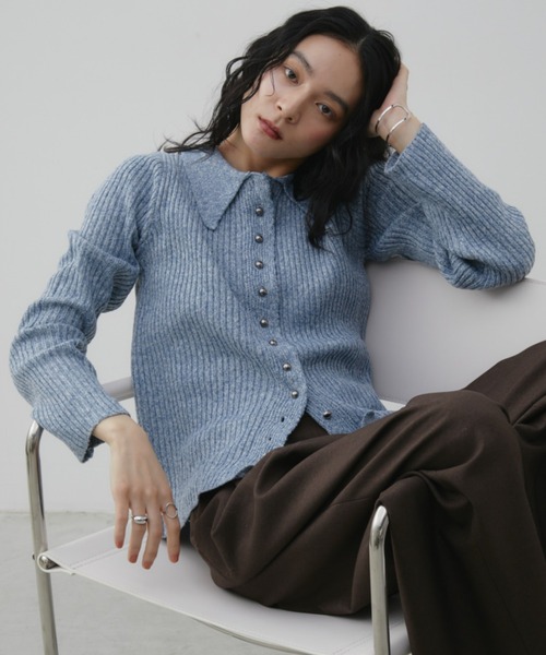 金屬鈕羅紋針織Polo上衣【JT020】