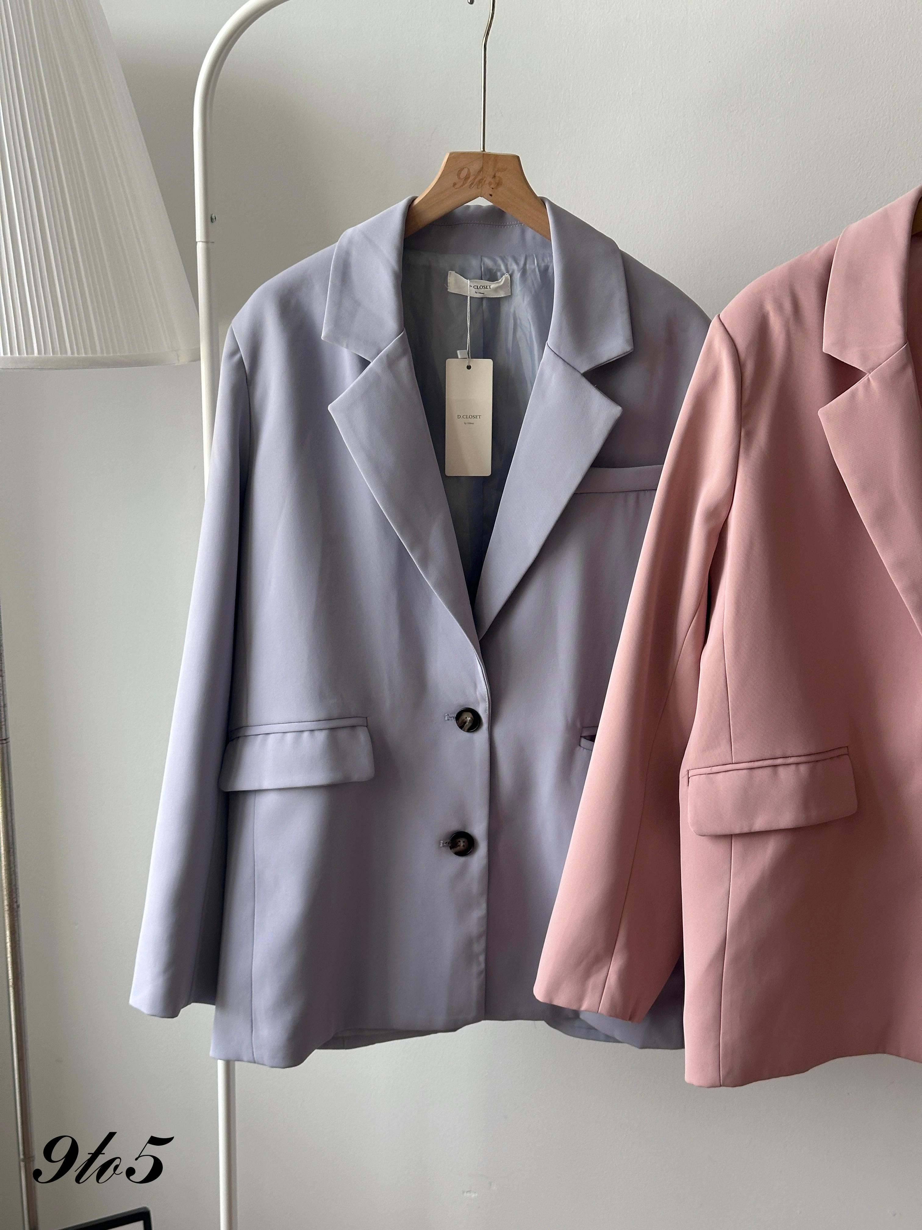 T4364 Long Sleeve Oversized Blazer - Pink & Purple