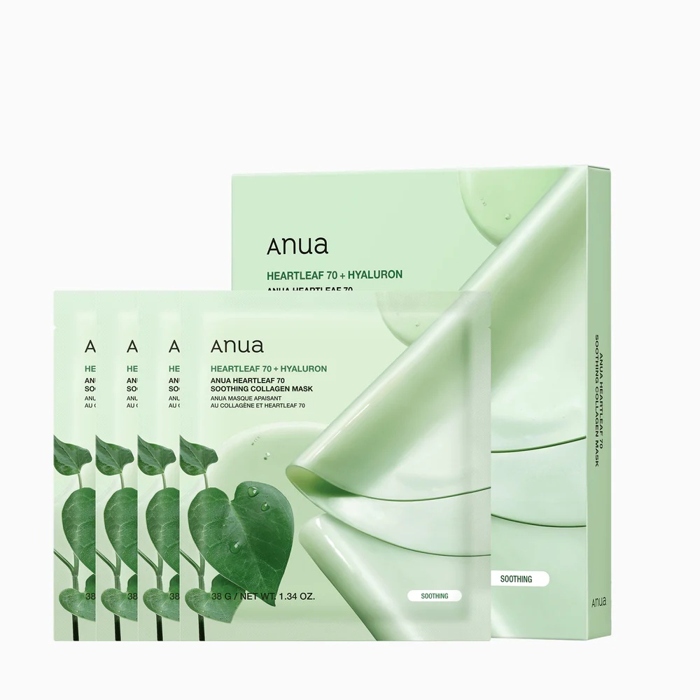 ANUA Heartleaf 70 Soothing Collagen Mask魚腥草70%舒緩鎮靜膠原蛋白面膜4片/盒